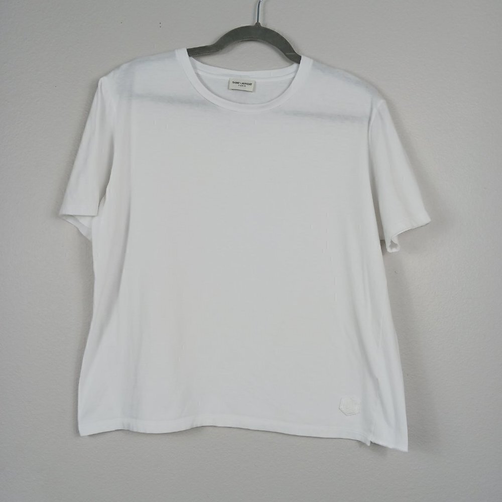 Saint Laurent Paris Short Sleeve Tshirt Women's White Size M/L Round Neck